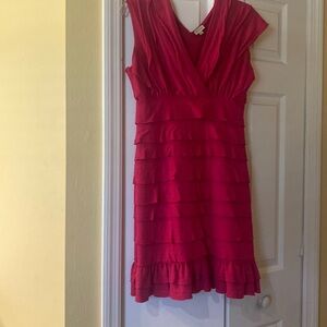 Pink casual V-neck dress small